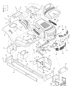 Chassis And Hood Diagram and Parts List for 405020X51A 2007 Briggs and Stratton Lawn Tractor